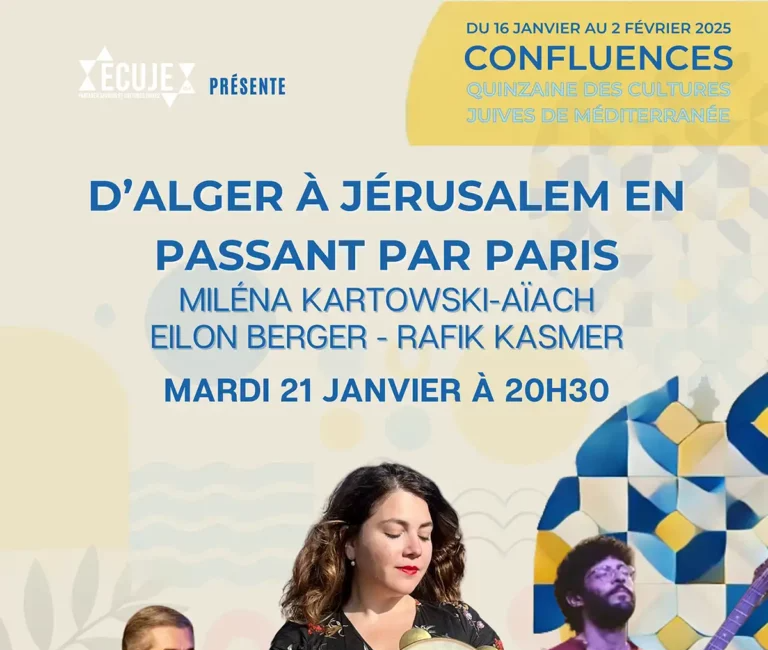 D’Alger à Jérusalem en passant par Paris. Concert de Miléna Kartowski-Aïach, Eilon Berger et Rafik Kasmer – Confluences 2025