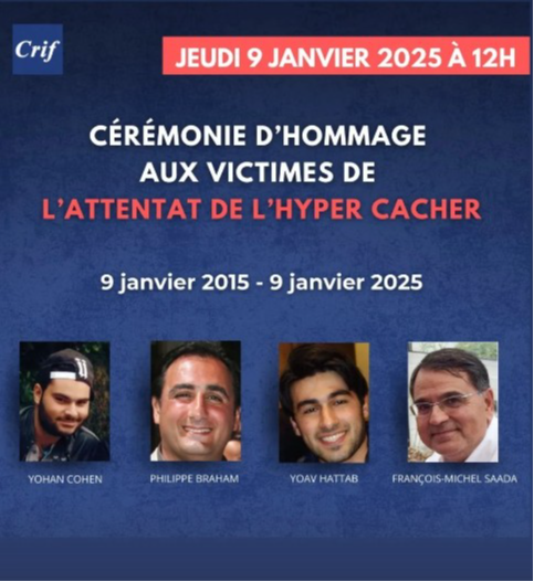 CÉRÉMONIE D'HOMMAGE AUX VICTIMES DE L'ATTENTAT DE L'HYPER CACHER