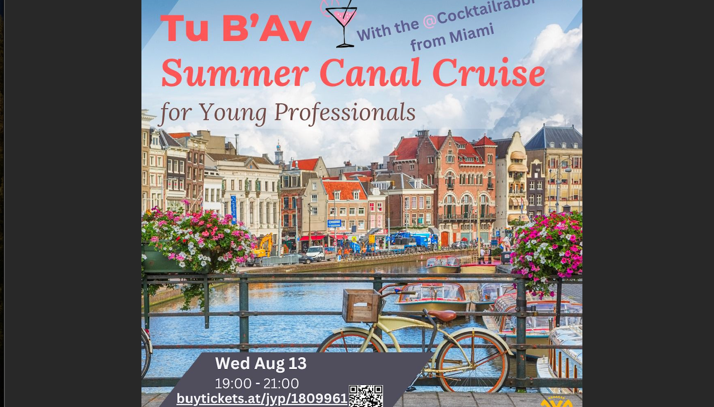 Tu B'av Summer Canal Cruise for Young Professionals