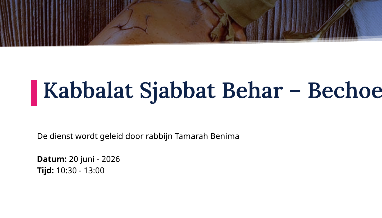 Kabbalat Sjabbat Behar-Bechoekotai (ZOOM)