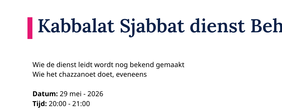 Kabbalat Sjabbat dienst Behalotcha